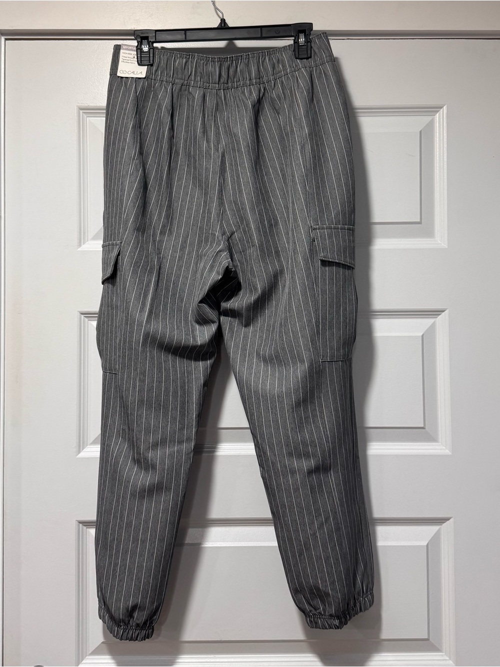 CALIA by Carrie Underwood Gray Pinstripe Cargo Joggers - Picture 6 of 14
